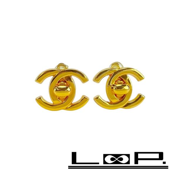 ■新同■　シャネル ターンロック イヤリング 95A ゴールド GP 箱 【441028】1