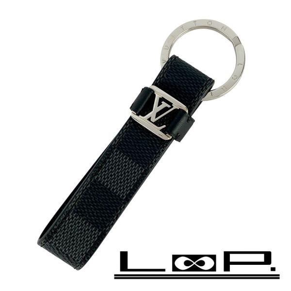 ■新同■　ルイヴィトン ドラゴンヌ キーリング キーホルダー LV ダミエ グラフィット ブラック ...