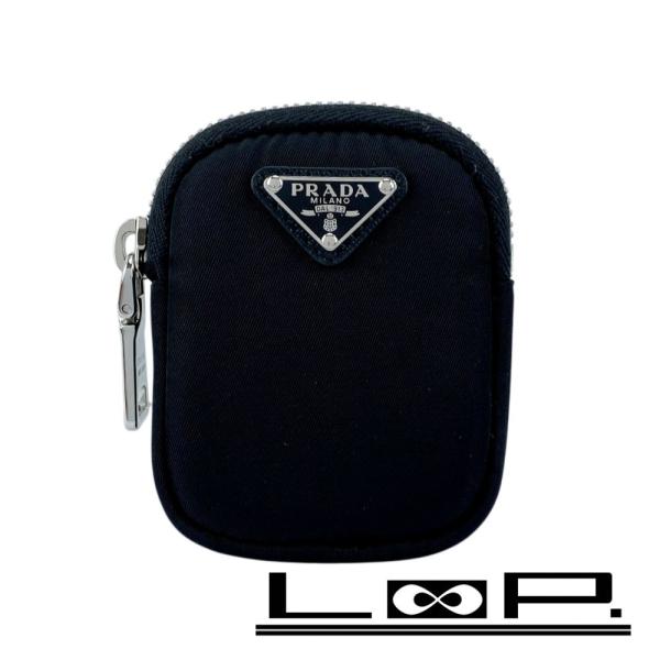 ■新同■　プラダ トライアングルロゴ バッグ チャーム ミニ ポーチ ナイロン ブラック【44261...