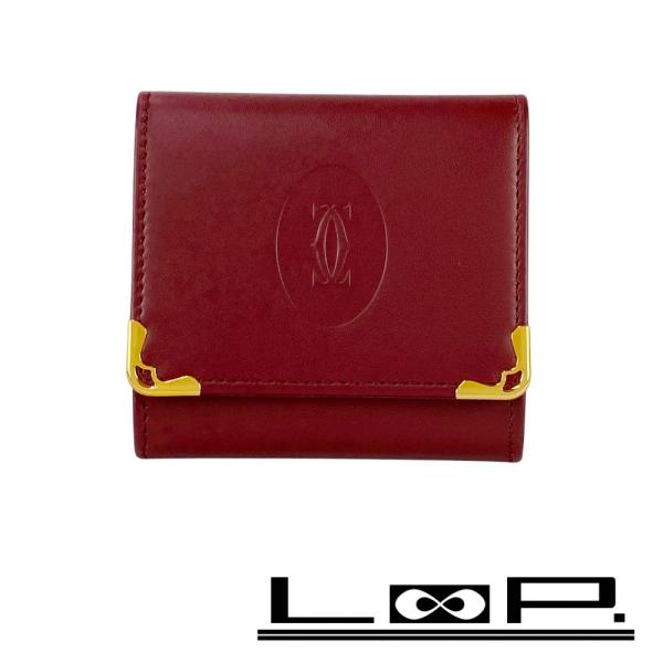 ■未使用■　カルティエ マストライン コインケース ウォレット 財布 小銭入れ レザー ボルドー K...