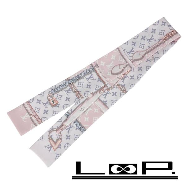 ■新同■　ルイヴィトン  モノグラム コンフィデンシャル バンドー ツイリー スカーフ シルク ピン...