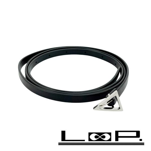 ■新同■　ボッテガヴェネタ トライアングルナローベルト 三角 細ベルト レザー SV925 ブラック...