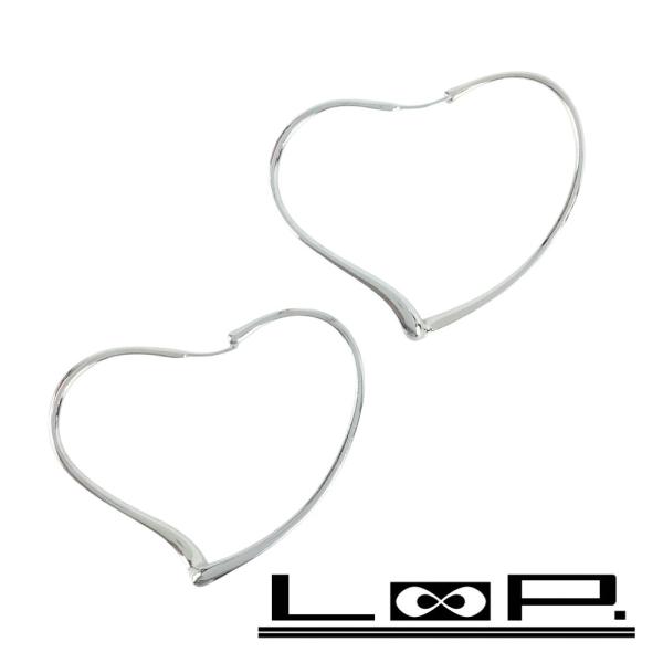 ■新同■　 ティファニー オープンハート フープ ピアス ミディアム シルバー SV925 【450...