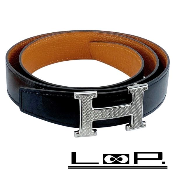 ■中古■　エルメス コンスタンス ベルト ギロシェ ボックスカーフ ブラック オレンジ 箱【4620...