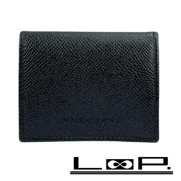 ■未使用■　ブルガリ ロゴ コインケース 財布 コンパクト コインパース 小銭入れ レザー ブラック...