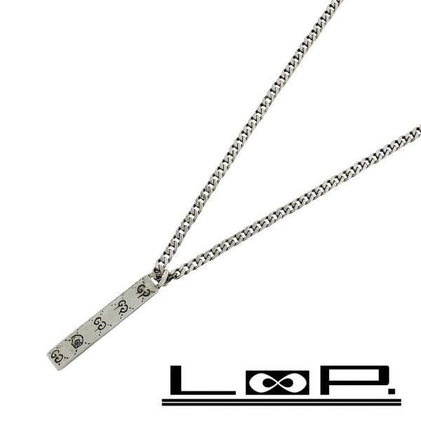 グッチ ■中古■ ゴースト バー ネックレス ペンダント アクセサリー GGロゴ シルバー SV92...