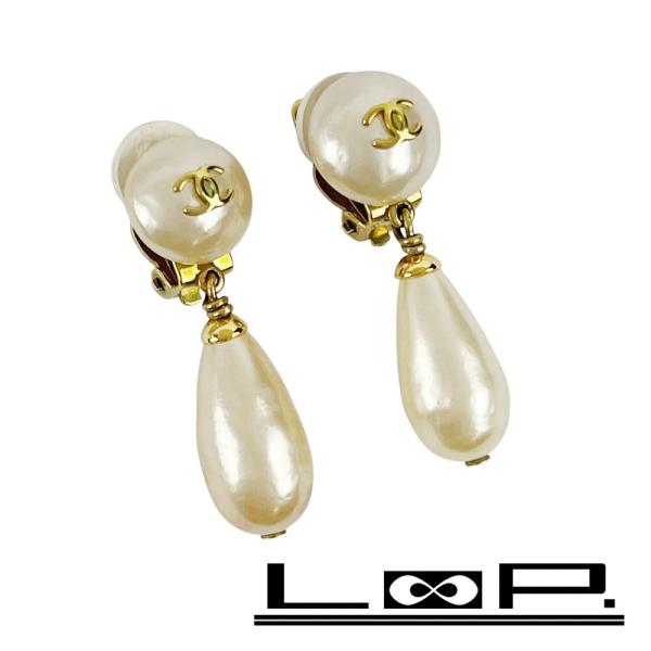 ■中古■ヴィンテージ■　シャネル ココ イヤリング アクセサリー フェイクパール GP ゴールド 9...