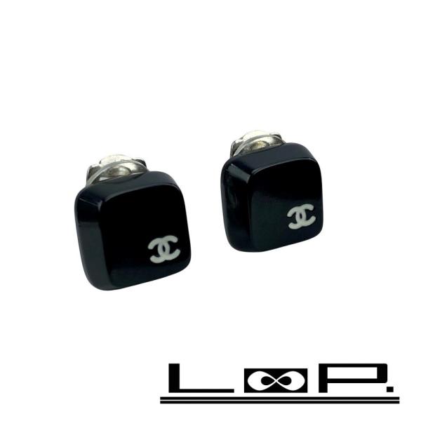 ■新同■ヴィンテージ■　シャネル ココ マーク イヤリング スクエア キーボード アクセサリー ブラ...