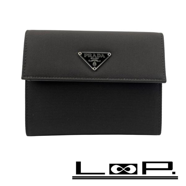プラダ ■新同■ 三つ折り 財布 コインケース カード入れ ナイロン ダークブラウン M170 箱【...