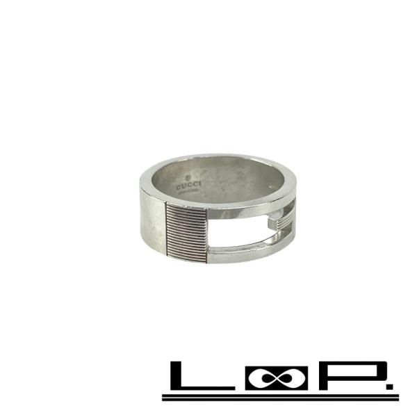 グッチ ■美品■ ブランテッド G ロゴ カットアウト リング 指輪 アクセサリー シルバー SV9...
