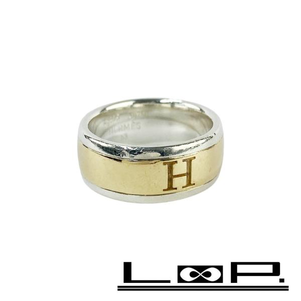 エルメス ■中古■ リング 指輪 アクセサリー H ロゴ コンビ シルバー ゴールド SV925 K...