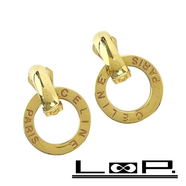 セリーヌ ■美品■ヴィンテージ■ サークルロゴ イヤリング アクセサリー GP ゴールド 【5543...
