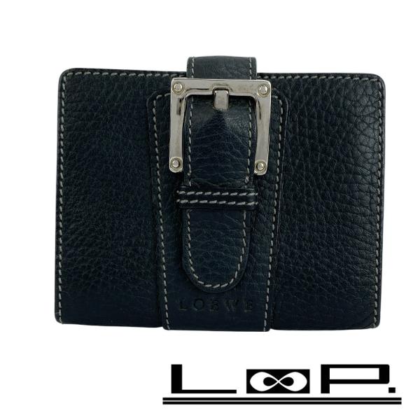 ロエベ ■中古■ コインケース 小銭入れ 財布 ウォレット ベルト レザー ブラック シルバー 【5...