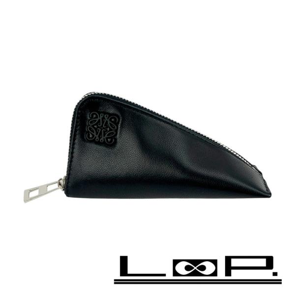ロエベ ■新同■ アナグラム コインケース 小銭入れ 財布 レザー ブラック ブルー 【556937...
