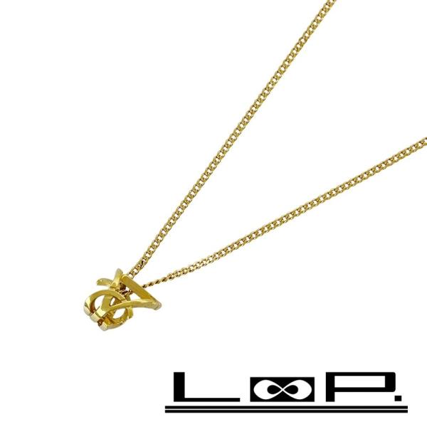 サンローラン ■美品■ モノグラム ツイスト ネックレス ペンダント アクセサリー ゴールド GP ...