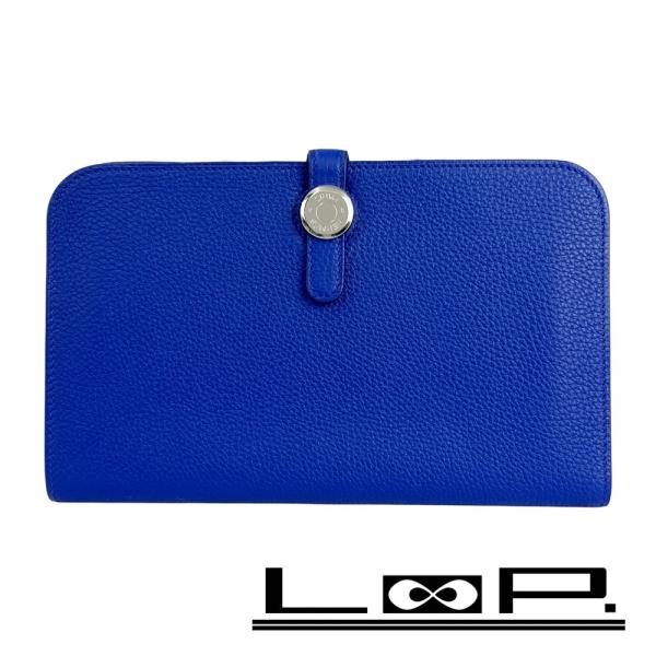 エルメス ■新同■ ドゴン GM 二つ折り 長財布 ウォレット トゴ ブルーエレクトリック □P刻 ...