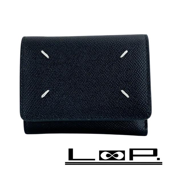 マルジェラ ■未使用■ 三つ折り 財布 ウォレット コンパクト ミニ レザー ブラック 箱 【570...