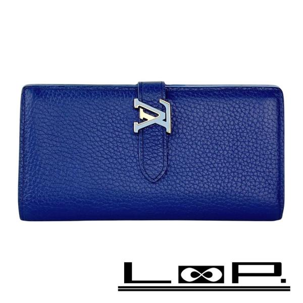 ルイヴィトン ■美品■  ヴェルティカルウォレット 長財布 トリヨン ブルー M82441 【570...