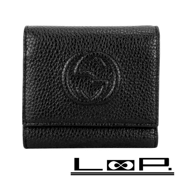 グッチ ■未使用■ インターロッキング 三つ折り財布 ウォレット レザー ブラック 【574771】...