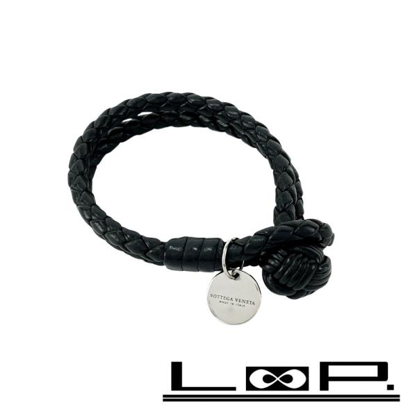ボッテガヴェネタ ■美品■ イントレチャート ブレスレット 2連 アクセサリー ロゴプレート レザー...