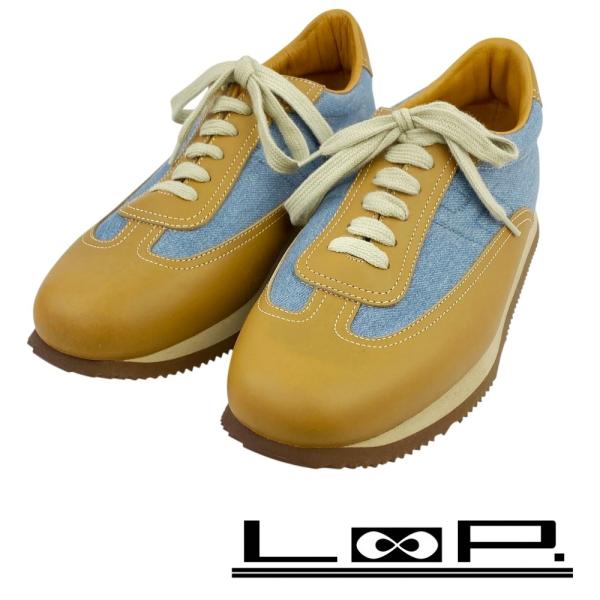 エルメス ■美品■ クイック スニーカー シューズ 靴 レザー デニム ブラウン ブルー ＃42 1...