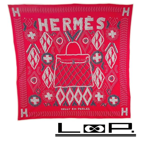 エルメス ■美品■ カレ 90 KELLY EN PERLES ケリー アン ペルル スカーフ ファ...
