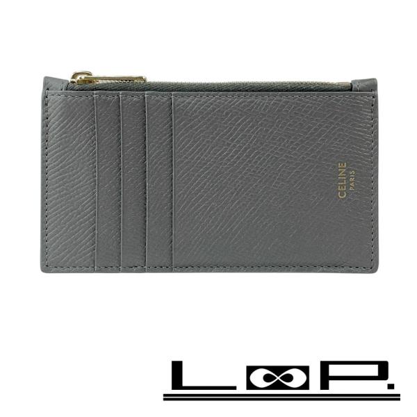 セリーヌ ■美品■ ジップカードホルダー カードケース コインケース 小銭入れ レザー グレー 10...