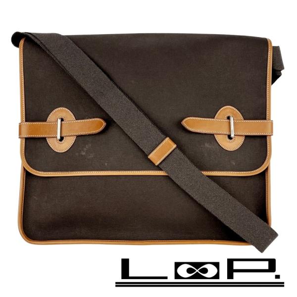 エルメス ■美品■ ブエナベンチュラGM ショルダー バッグ カバン トワル レザー ブラウン 【6...