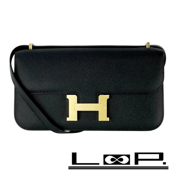 エルメス ■新同■ コンスタンスエラン ショルダーバッグ カバン エプソン ブラック ゴールド K刻...