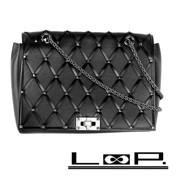 ヴァレンティノ ■未使用■ ショルダー バッグ チェーン スタッズ カバン レザー ブラック 【61...