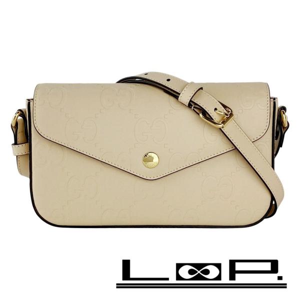 グッチ ■新品■ GG スーパーミニショルダー バッグ カバン レザー ベージュ 箱 【621314...