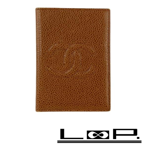 シャネル ■中古■ カードケース パスケース 二つ折り キャビアスキン ブラウン 【622724】8