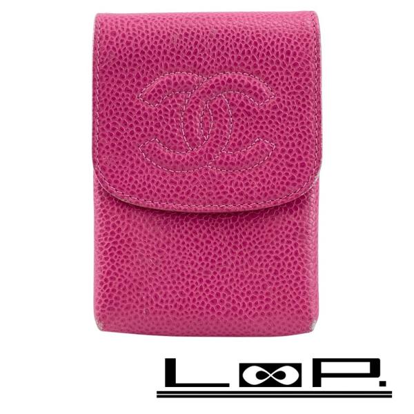 シャネル ■中古■ ココマーク シガレットケース ポーチ 小物入れ キャビア ピンク 【632099...