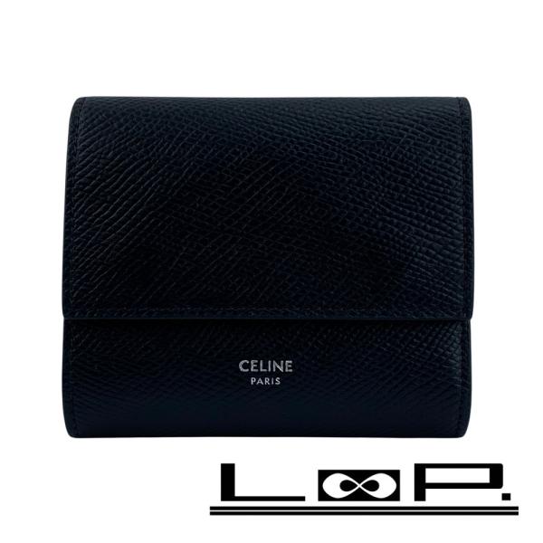 セリーヌ ■中古■ 三つ折り 財布 ウォレット コンパクト レザー ブラック 【634185】11