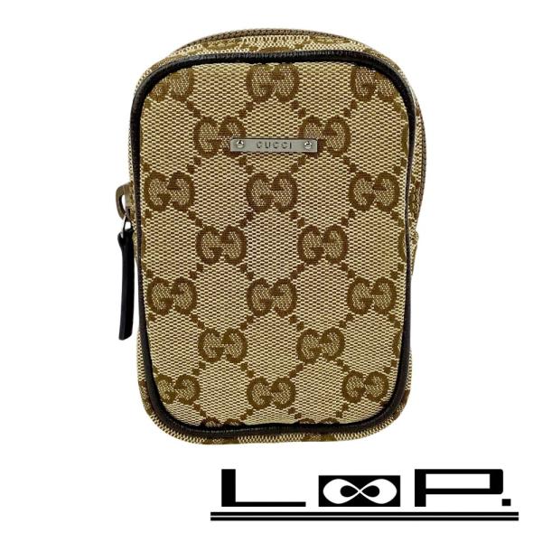 グッチ ■新同■ シガレット ケース 煙草 タバコ ポーチ GGキャンパス ブラウン 【635137...