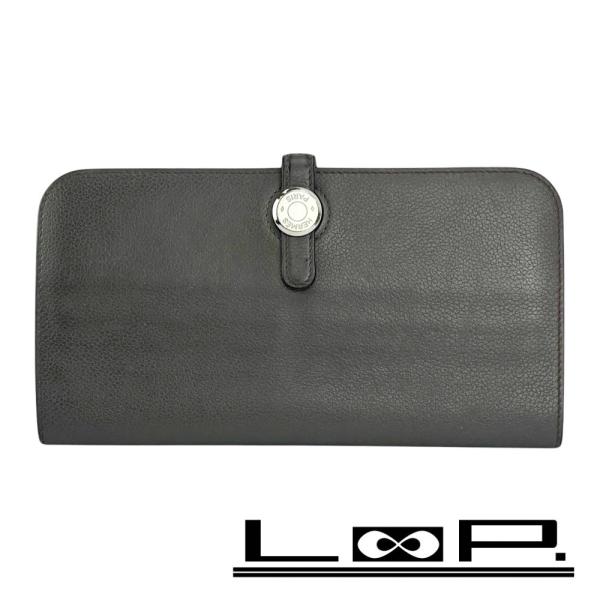 エルメス ■中古■ ドゴン ロング 長財布 ウォレット レザー グレー Z刻 【652363】13