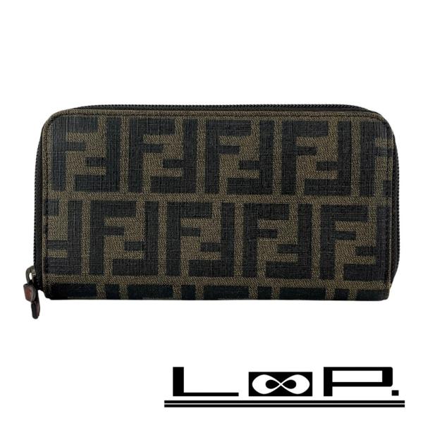 フェンディ ■中古■ ズッカ ラウンドファスナー 長財布 ウォレット PVC ブラウン 【65241...