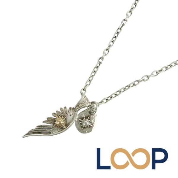 アリゾナフリーダム ■美品■ フェザー ネックレス コンビ アクセサリー 羽 SV 925 K18 ...