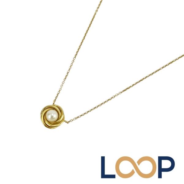 ティファニー ■美品■ ツイストサークル パール ネックレス アクセサリー K18 YG750 ゴー...