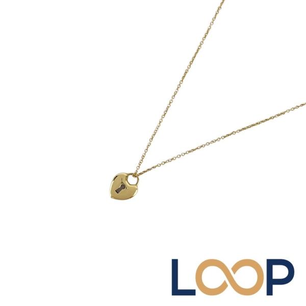ティファニー ■美品■ ハート ロック ペンダント ネックレス アクセサリー K18 YG750 ゴ...