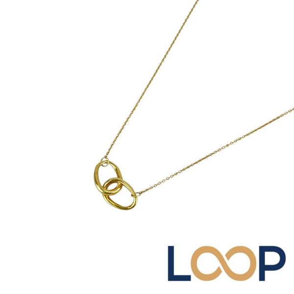 ティファニー ■美品■ ダブルループ ネックレス アクセサリー K18 YG750 ゴールド 約3....