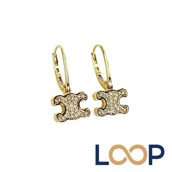 セリーヌ ■新同■現行品■ トリオンフ ピアス アクセサリー パヴェ GP ゴールド 箱【73341...