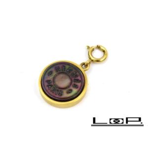 ■新同■　エルメス セリエ ネックレス トップ ゴールド GP ブラック シェル 【80760】