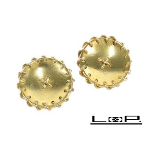【ヴィンテージ】【HERMES】 エルメス ラウンド イヤリング アクセサリー ボタン モチーフ ゴ...