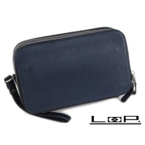【美品】 dunhill ダンヒル セカンド クラッチ バッグ ネイビー 紺 レザー カーフ 革  ...