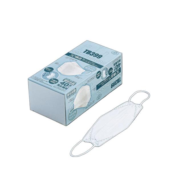 3D　サージカルマスク　TB399　ホワイト　40枚入　SMS-77