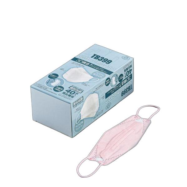 3D　サージカルマスク　TB399　ピンク　40枚入　SMS-77