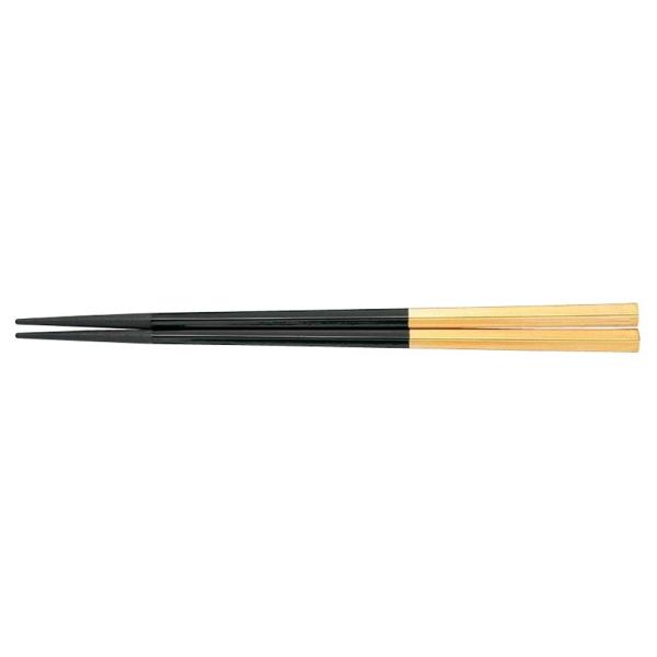 PBT　五角箸　黒/金　22.5cm　10膳入　90030609　RHS-F8
