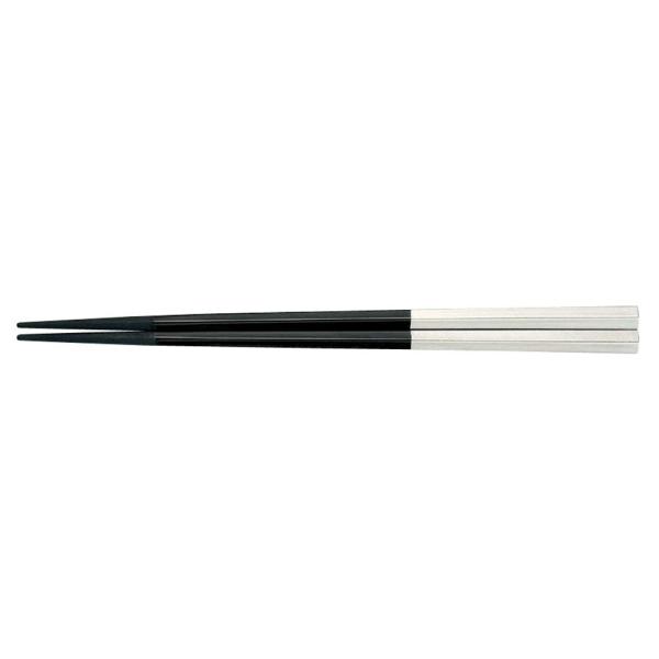 PBT　五角箸　黒/銀　22.5cm　10膳入　90030660　RHS-F8