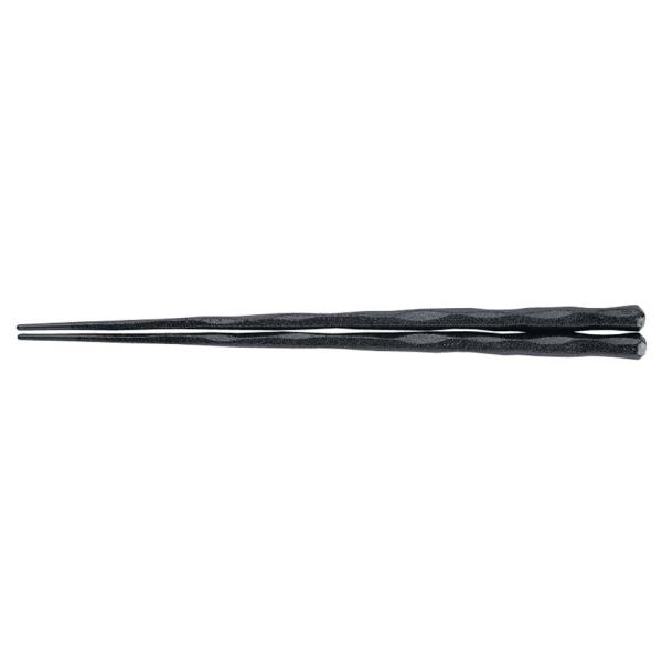 PBT　六角一刀彫箸　黒乾漆　24cm　10膳入　90030862　RHS-E2